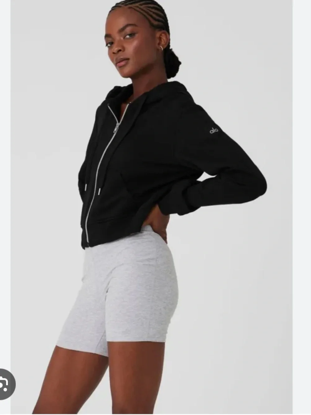 Alo routine cropped hoodie zip up black SZ S jacket